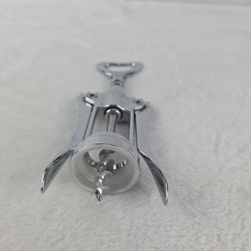 Vintage‎ Italian Wing Corkscrew Bottle Opener Chrome Italy Bar Tool